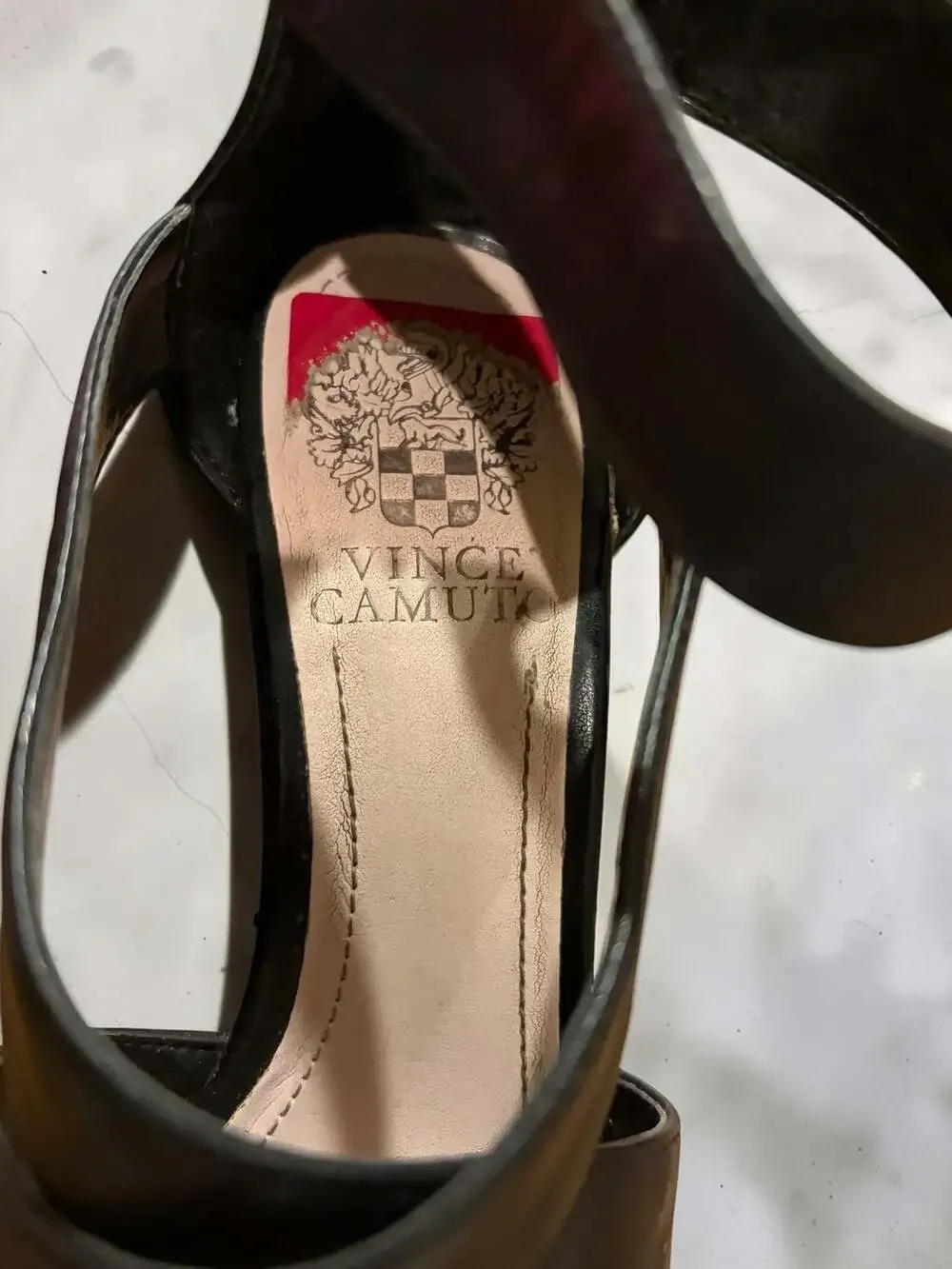 Vince Camuto VC-WINDINI Black Mars Nappa Leather Platform Wedge Sandals, Size 7.